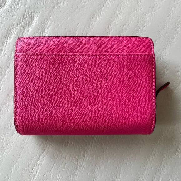 Kate Spade Laurel Way Cara Bifold Crossgrain Leather Wallet Pink - Picture 2 of 15